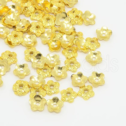 Tibetan Style Alloy Bead Caps TIBEB-EA478Y-G-FF-1