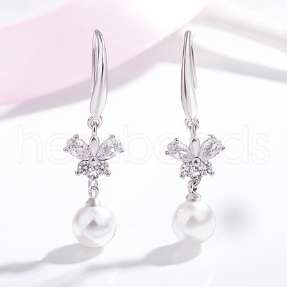 Butterfly with Round Beads Dangle Earrings for Girl Women EJEW-BB46336-A-1