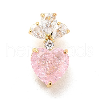 Brass Micro Pave Clear Cubic Zirconia Pendants KK-I695-070G-03-1