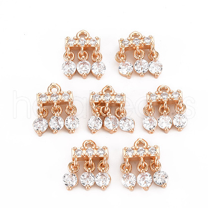 Rack Plating Brass Micro Pave Clear Cubic Zirconia Charms KK-T060-37-RS-1