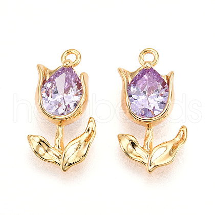 Brass Micro Pave Cubic Zirconia Pendants X-KK-N262-115A-G-1