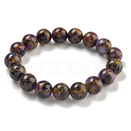 Round Synthetic Gold Clinquant Stone Stretch Bracekets G-P549-02B-05-1