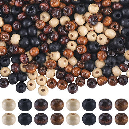 Gorgecraft 400Pcs 4 Styles  Natural Wood Beads WOOD-GF0002-15A-1