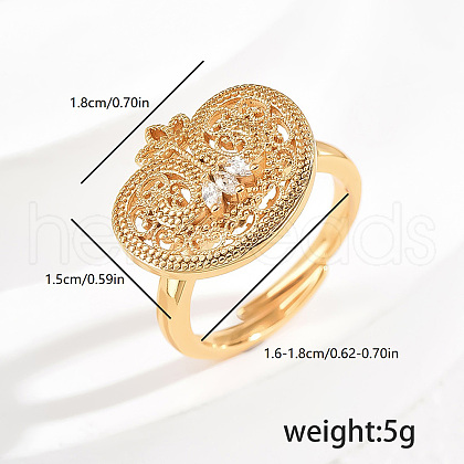 Elegant Hollow Brass Micro Pave Cubic Zirconia Adjustable Finger Rings for Women US0162-1-1