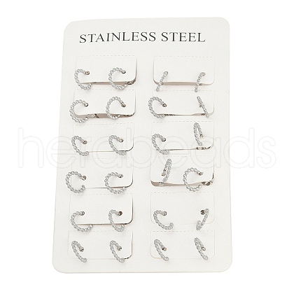 Tarnish Resistant 304 Stainless Steel Half Hoop Earrings EJEW-H100-11A-P-1
