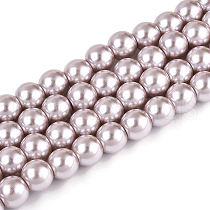 Baking Painted Pearlized Glass Pearl Round Bead Strands HY-Q330-8mm-81-1