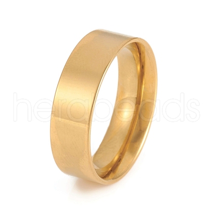 201 Stainless Steel Flat Plain Band Rings RJEW-G106-6mm-7-G-1