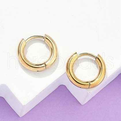 Ion Plating(IP) 304 Stainless Steel Huggie Hoop Earrings X-EJEW-F111B-13mm-G-1