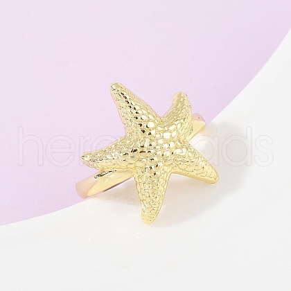 Ocean Theme Brass Cuff Rings RJEW-C135-01G-01-1