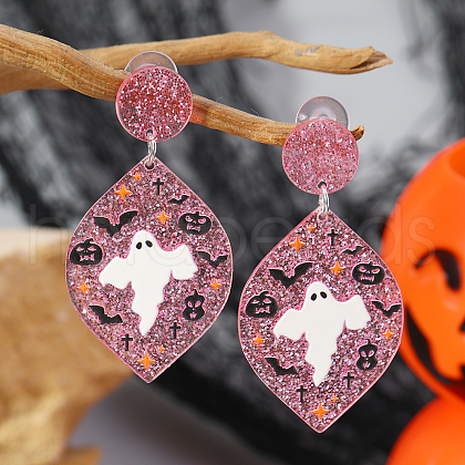 Acrylic Ghost Halloween Pendant DIY Keychain Stud Earrings Accessories DI2414-4-1