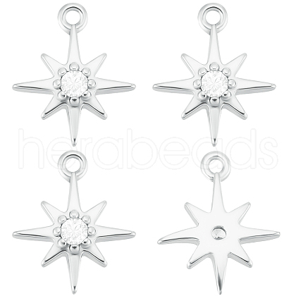 Beebeecraft 20Pcs Brass Clear Cubic Zirconia Charms FIND-BBC0002-15-1