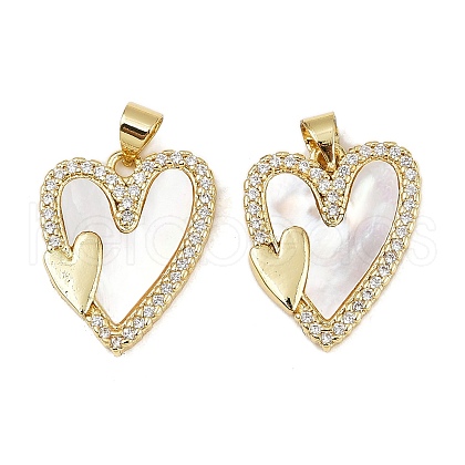 Brass Micro Pave Cubic Zirconia Pendants KK-S526-07G-B-1