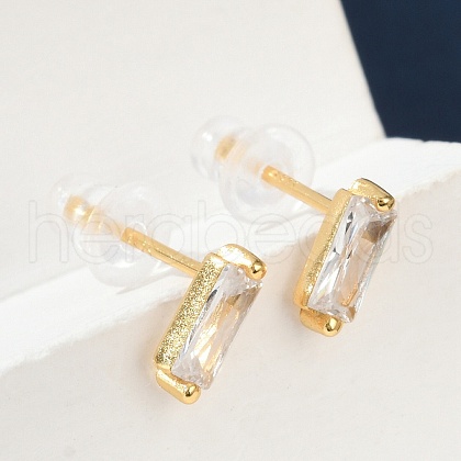 Cubic Zirconia Rectangle Stud Earrings FU7889-8-1