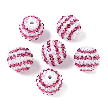 Striped Resin Rhinestone Beads OACR-A037-01C-1