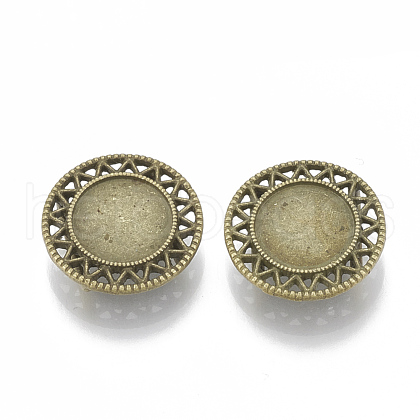 Tibetan Style Alloy Slide Charms Cabochon Settings X-TIBE-Q086-038AB-FF-1