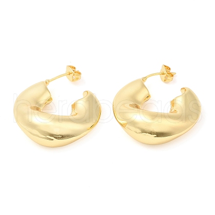 Brass Twist Donut Stud Earrings EJEW-K251-06G-1