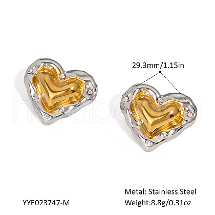 Stainless Steel Two Tone Stud Earrings MA4324-8-1