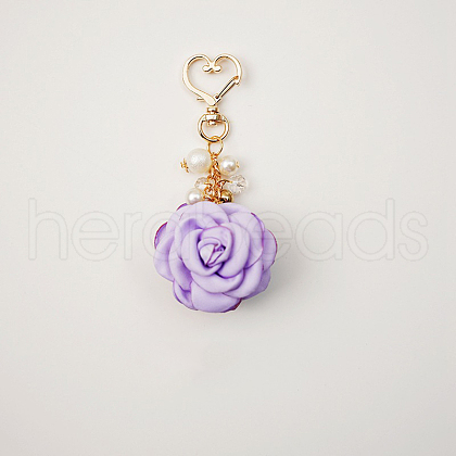 Satin Rose Pendant Decorations KEYC-PW0009-07E-1