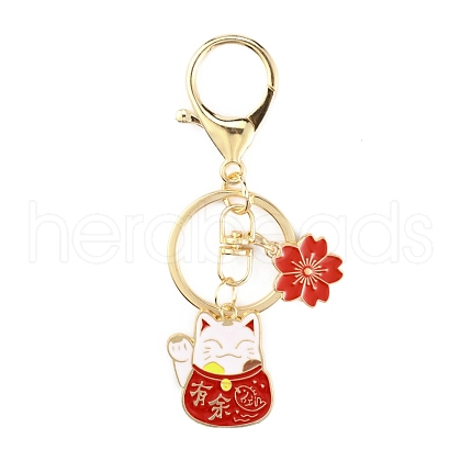 Chinese Style Alloy Enamel Keychains KEYC-WH0027-43A-1