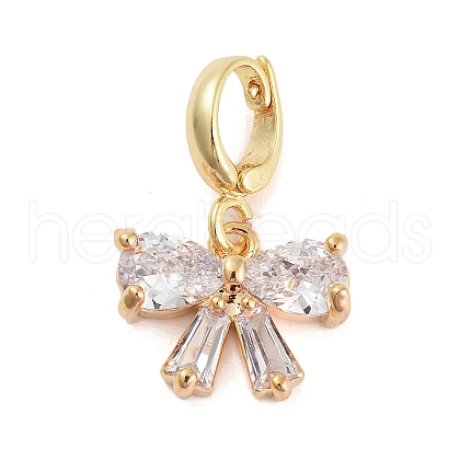 Brass with Cubic Zirconia Charms KK-G496-01G-1