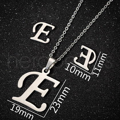 201 Stainless Steel Pendant Necklaces & Stud Earrings Sets WG00841-03-1
