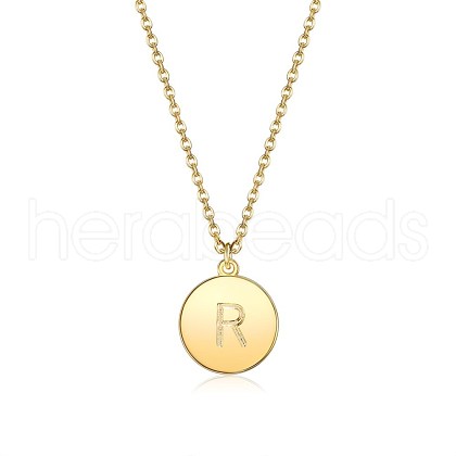 Brass Initial Pendant Necklace NJEW-BB35341-R-1
