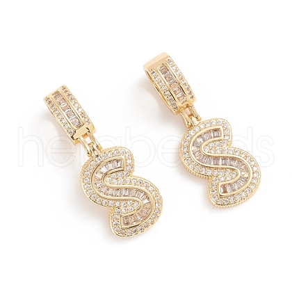 Brass Micro Pave Cubic Zirconia Pendants ZIRC-G165-13G-S-1