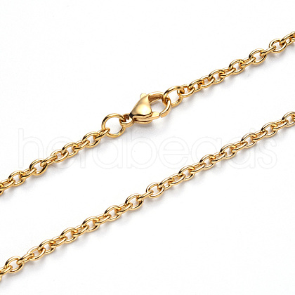Vacuum Plating 304 Stainless Steel Cable Chain Necklace NJEW-S420-007C-G-1