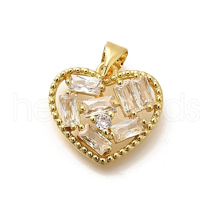 Rack Plating Brass Micro Pave Cubic Zirconia Pendants KK-L226-001G-04-1