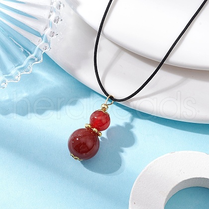 Natural Carnelian(Dyed & Heated) Gourd Pendant Necklaces NJEW-JN05246-02-1