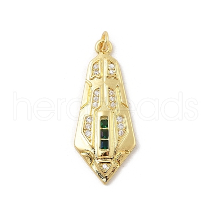Brass Micro Pave Cubic Zirconia Pendants KK-U047-07G-01-1