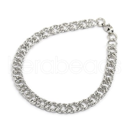 Tarnish Resistant Fashionable 304 Stainless Steel Cuban Link Chain Bracelets STAS-A028-B062P-1