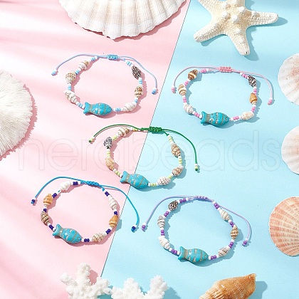 Glass Seed Beaded Braided Bead Bracelets BJEW-MZ00172-1