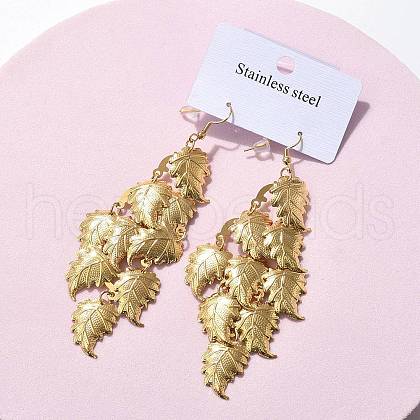 304 Stainless Steel Dangle Earrings EJEW-S253-07A-G-1