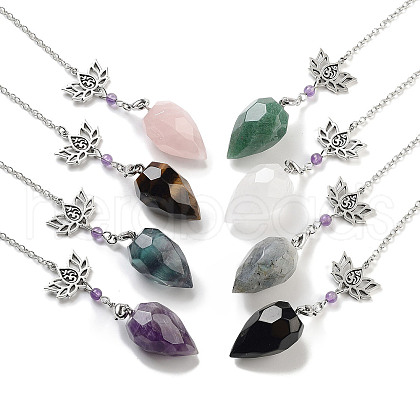 Natural Mixed Stone Teardrop Dowsing Pendulums G-K338-11P-1