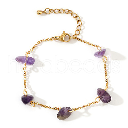 Elegant Natural Amethyst Chip Link Bracelets WY5144-1-1
