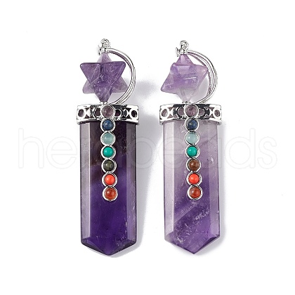 Chakra Themed Natural Amethyst Big Pendants G-L524-12P-04-1