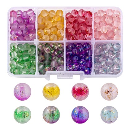 360Pcs 8 Colors Frosted Spray Painted Glass Beads GLAA-YW0001-40-1
