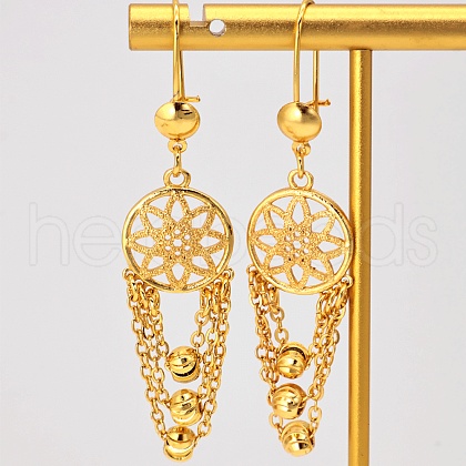 Elegant Brass Round Tassel Hoop Earrings XN7680-2-1
