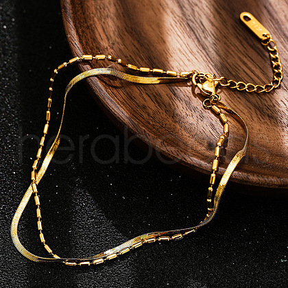 Stainless Steel Double Strand Anklets for Women WG18C2B-50-1