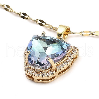 Tiger Head Light Gold Brass Micro Pave Cubic Zirconia Pendant Necklaces NJEW-E105-18KCG-03-1