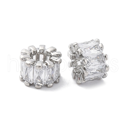 Brass Micro Pave Cubic Zirconia European Beads KK-F894-11P-1