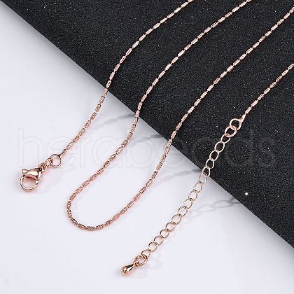 Brass Column Link Chain Necklaces for Women NJEW-D302-05RG-1