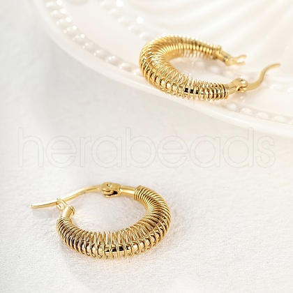 Elegant Threaded Circle Stainless Steel Hoop Earrings RR8949-1