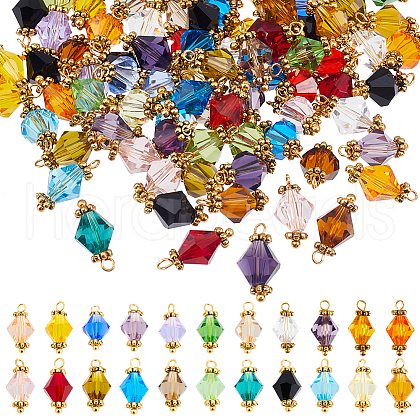 SUNNYCLUE 100Pcs Glass Imitation Austrian Crystal Beads Pendants FIND-SC0010-99-1