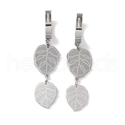 Non-Tarnish Leaf 304 Stainless Steel Dangle Earrings EJEW-L283-046P-1