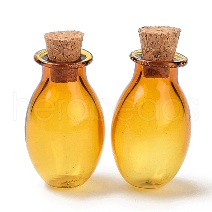 Oval Glass Cork Bottles Ornament AJEW-O032-03A-1