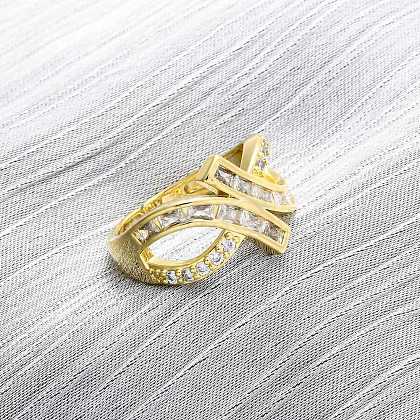 Brass Micro Pave Cubic Zirconia Cuff Rings for Women RJEW-U053-03G-1