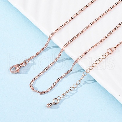 Brass Oval Link Chain Necklaces for Women NJEW-D302-10RG-1