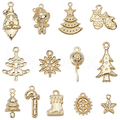 SUNNYCLUE 52Pcs 13 Styles Christmas Theme Zinc Alloy Pendants FIND-SC0012-62-1